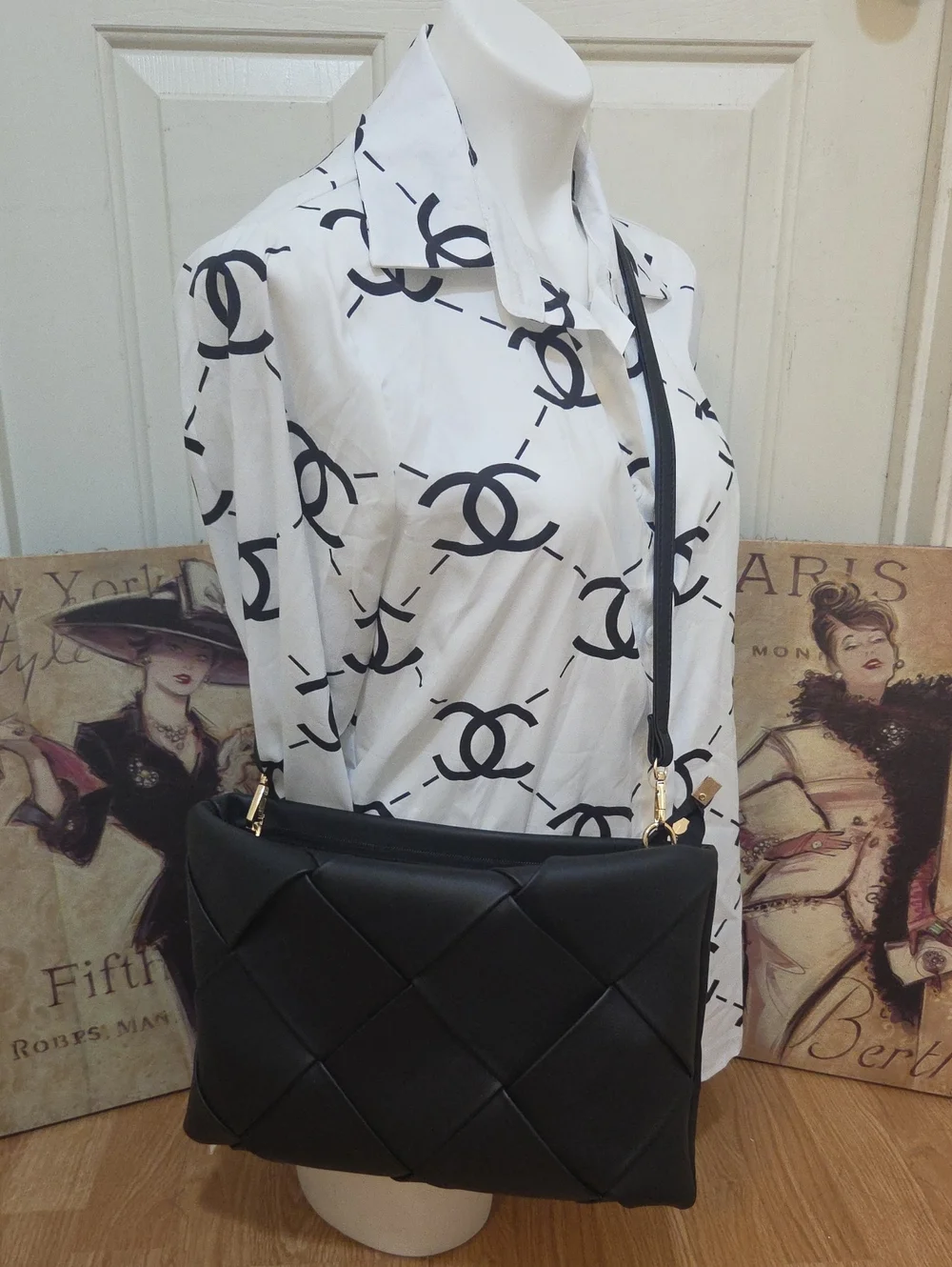 Anthropologie Black Quilted Crossbody Bag - Classic Leather Shoulder Bag